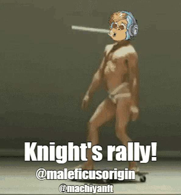 a picture of a naked man with the caption knight 's rally @ maleficusorigin @machiyanft