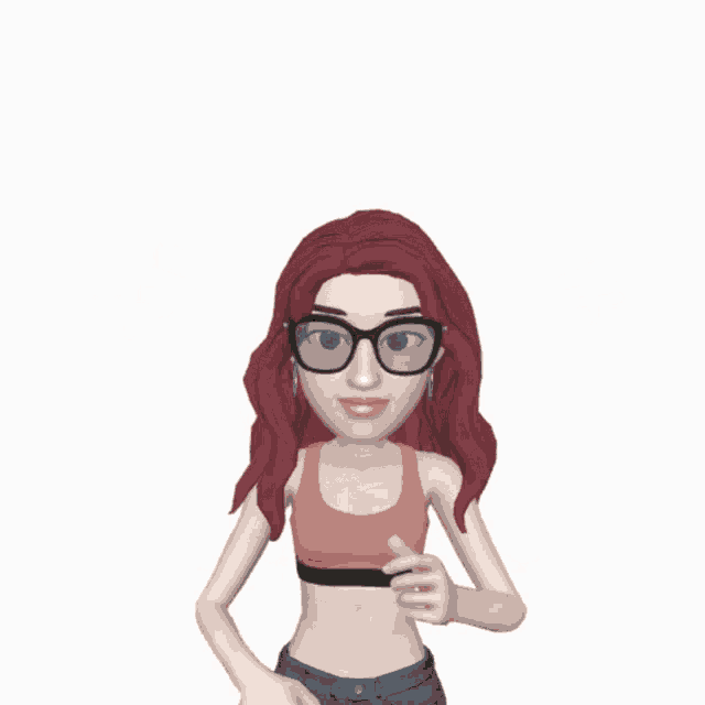 a cartoon girl with red hair covering her mouth with her hands
