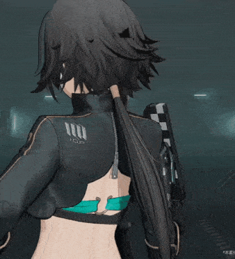 a girl in a crop top is holding a rifle
