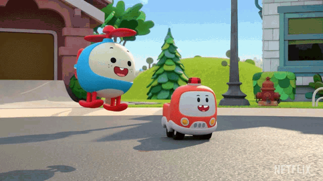 two cartoon characters are standing next to each other with netflix written in the corner