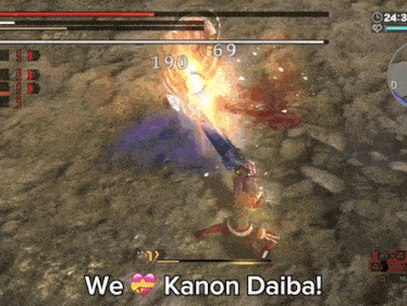 a video game screen says we kanon daiba on it