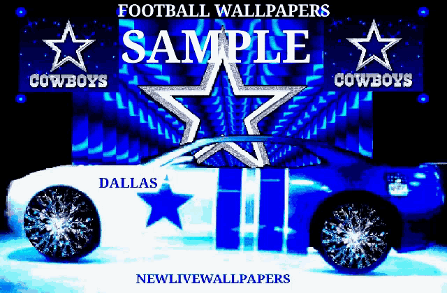 a dallas cowboys car with a blue and white stripe on the side