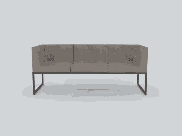 a 3d model of a couch with a metal frame