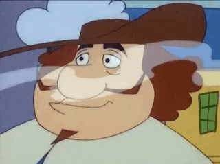a cartoon character with a cowboy hat and a white shirt