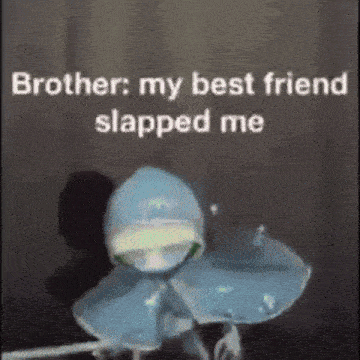 a video of a person holding a sword with the words `` brother , my best friend slapped me '' .