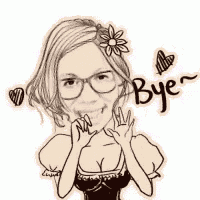 a cartoon of a woman wearing glasses and a flower in her hair .