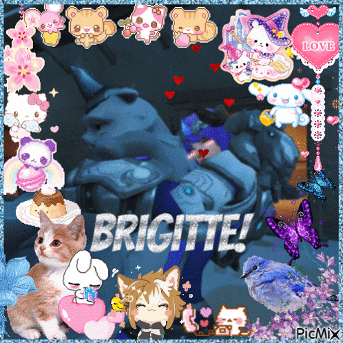 a picture of a man surrounded by animals and the words brigitte