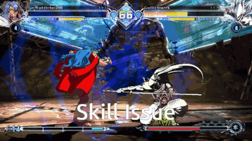 a screenshot of a video game that says skill issue on the bottom