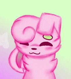 a cartoon drawing of a pink animal with green paws and the word specific on the bottom