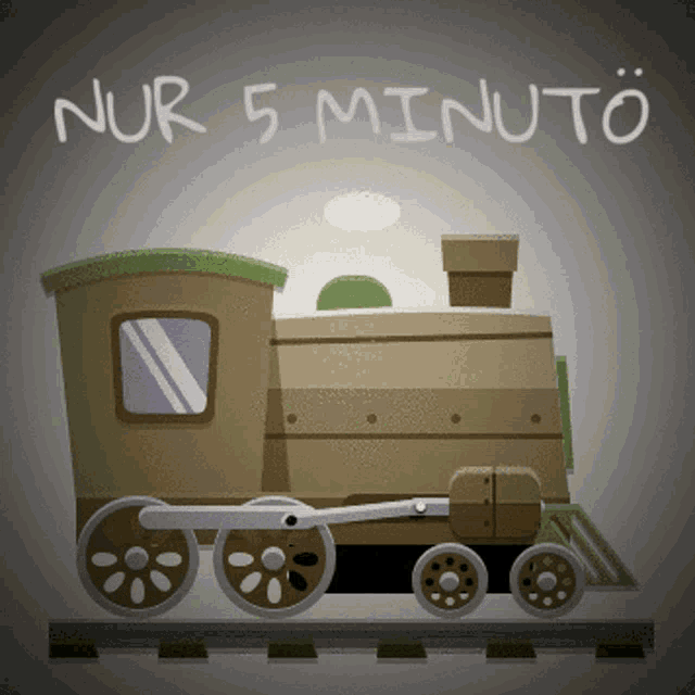 a picture of a train with the words nur 5 minuto written above it