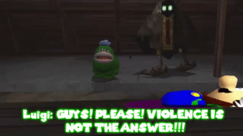 Smg4 Luigi GIF - Smg4 Luigi Guys Please Violence Is Not The Answer GIFs