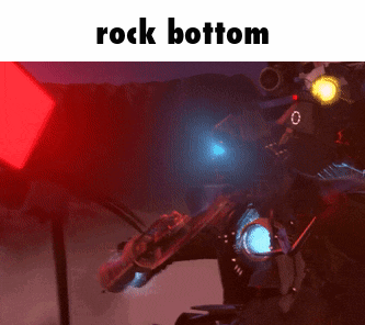 a picture of a robot with the words rock bottom on the bottom