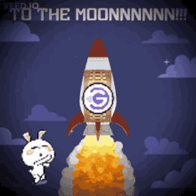 a pixel art of a rocket with a g on it