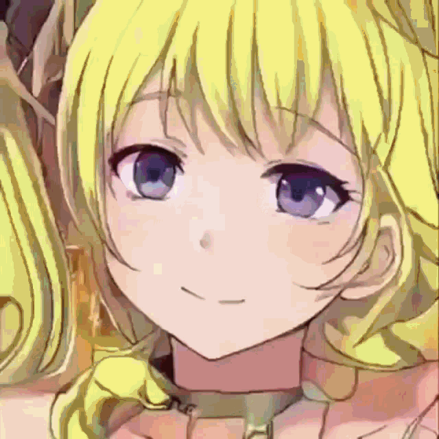 a girl with blonde hair and blue eyes smiles for the camera