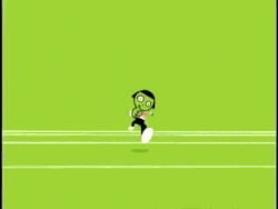 a cartoon character with a green face is in a green circle .