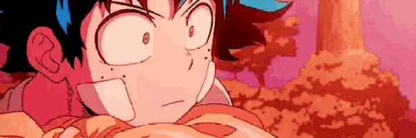 a close up of a person 's face in a cartoon with a pink background .