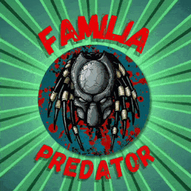 a picture of a predator with the words familia predator in red