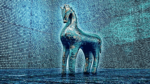 a statue of a horse is standing in front of a wall of numbers .