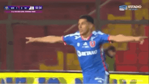 a soccer player wearing a blue jersey with the word go on it is being tackled by another player .