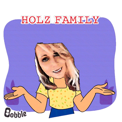 a cartoon drawing of a woman with the words holz family written above her