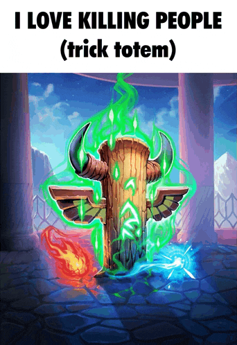 a poster that says i love killing people ( trick totem ) on it