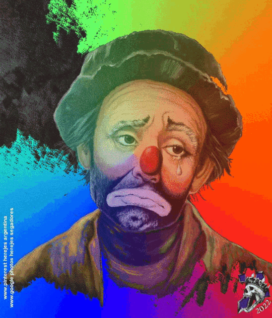 a painting of a sad clown with the year 2012