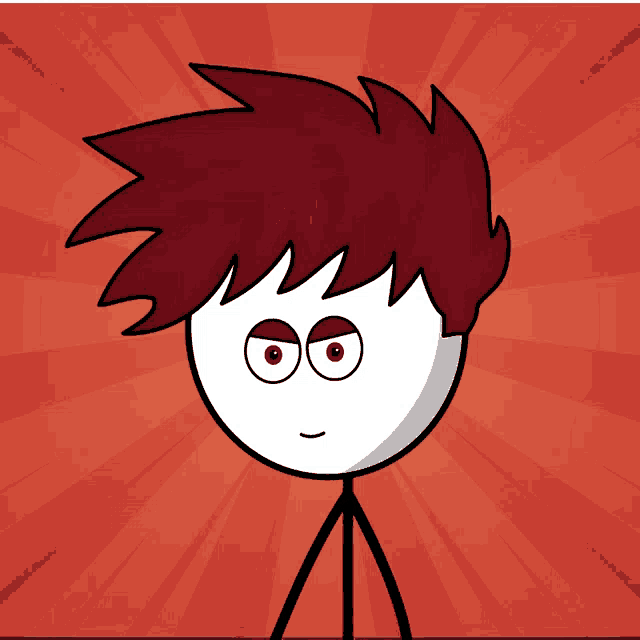a cartoon character with red hair and a red background