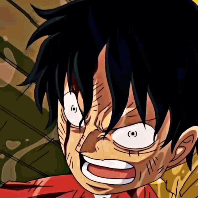 a close up of a cartoon character 's face with a big smile on his face