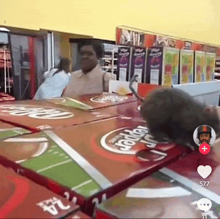 a rat is crawling on top of a stack of boxes with a man standing behind it