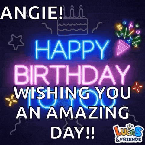 a neon sign that says `` happy birthday wishing you an amazing day ! ''