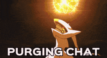 a cartoon character with the words purging chat written below it