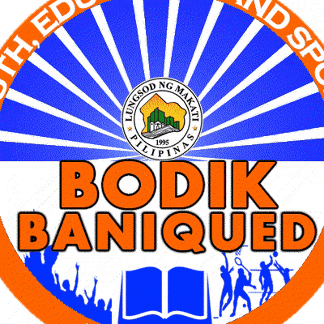 a logo for bodik baniqued with a blue and white background