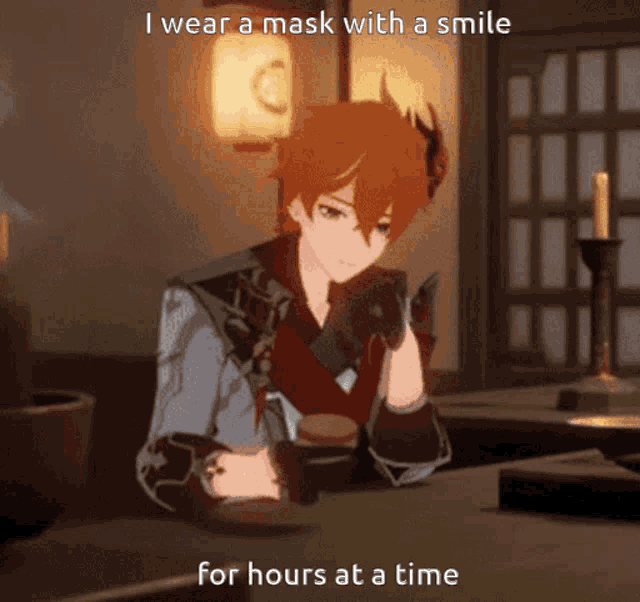 a cartoon of a man wearing a mask with a smile for hours at a time ..