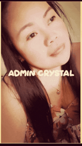 a picture of a woman with admin crystal written on her face