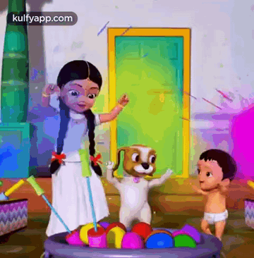 Holi Celebration Dog GIF