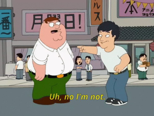 Peter Griffin Jackie Chan GIF - Peter Griffin Jackie Chan Uh No Im Not GIFs