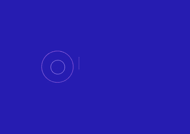 a blue background with a white rectangle and a circle