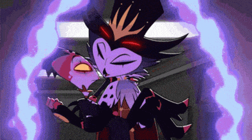a cartoon character with a crown on his head is surrounded by purple and blue energy .