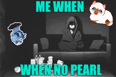 a meme shows a man laying on a couch with the words me when when no pearl