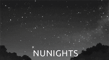 a black and white image of a shooting star with the words nunights below it