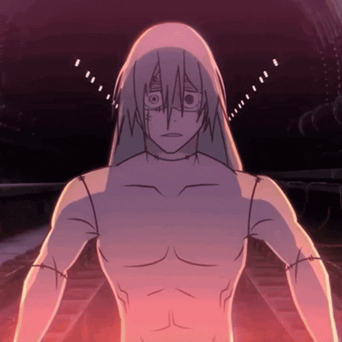 a drawing of a naked man with long hair