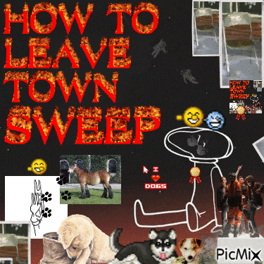 a collage of pictures with the words how to leave town sweep