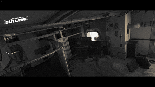 a black and white image of a star wars outlaws video game