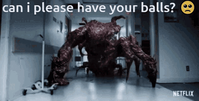 a netflix advertisement with a monster in a hallway