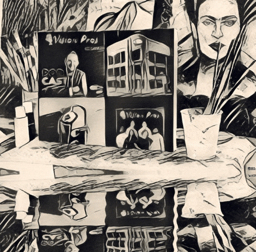 a black and white drawing of a book titled vision pro
