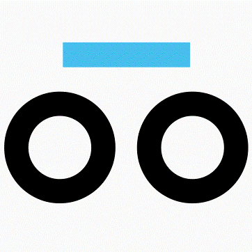 a pair of black circles with a blue line above them