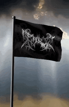 a black flag with white thorns on it