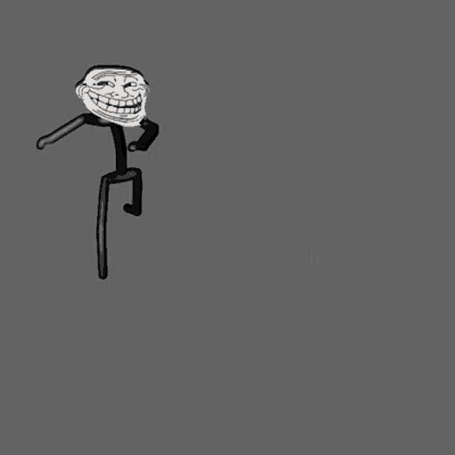 a drawing of a troll face with arms and legs