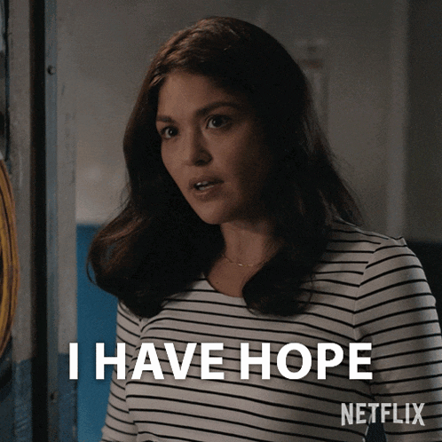 a woman in a striped shirt says i have hope on netflix