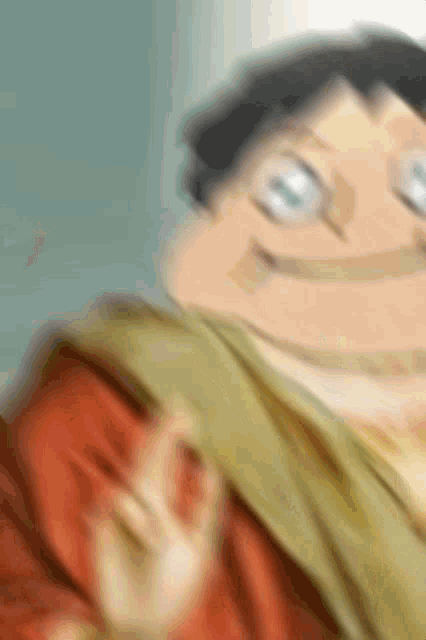 a blurry picture of a cartoon character with glasses